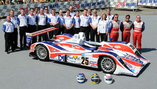Anne Morel, Team Liaison Officer, fifth from the right, with the entire RML AD Group squad for the Le Mans 24 Hours, 2008.